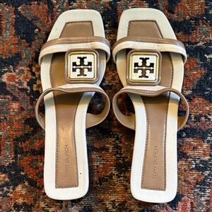 Tory Burch Tan and Cream Sandals